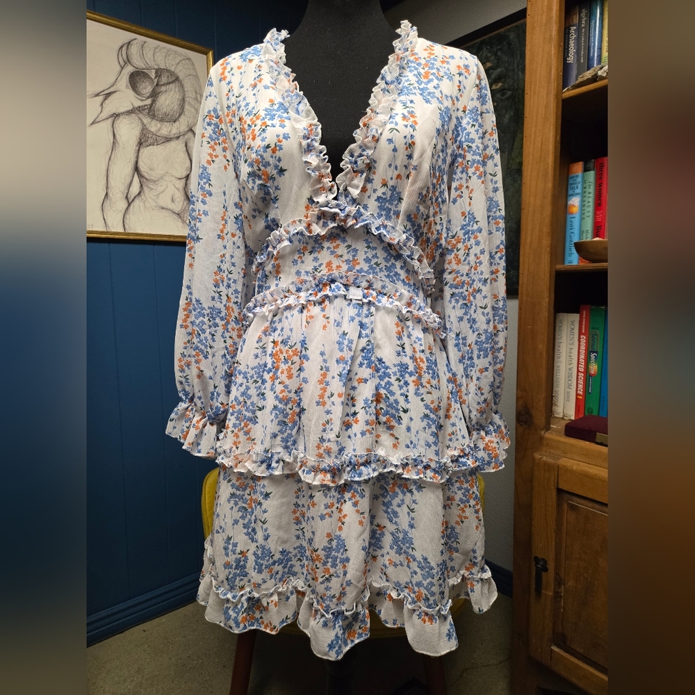 Floral Dress With Ruffles Size S - Picture 2 of 7
